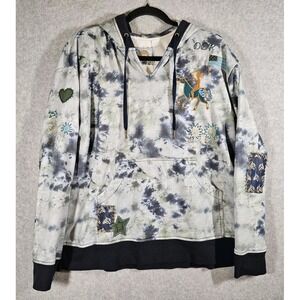 DOUBLE D RANCH High Plains Hoodie Sweatshirt Sz Med Tie Dye Blue Green